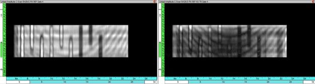 Amplitude CScan of the flat sectionTime Reversal left Standard PA right.jpeg