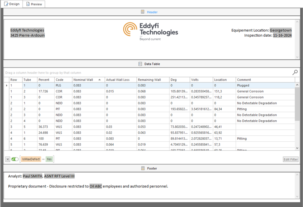 Интерактивный редактор таблиц дефектов